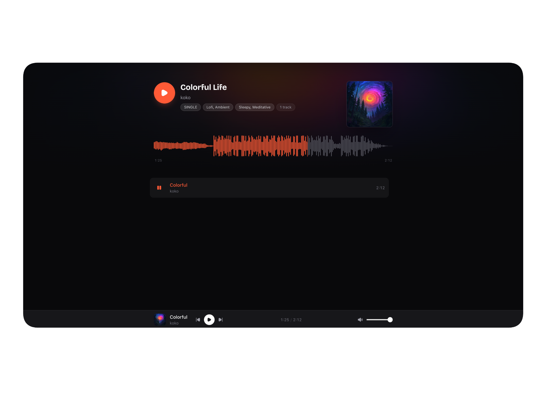 A beautiful listening page for your music