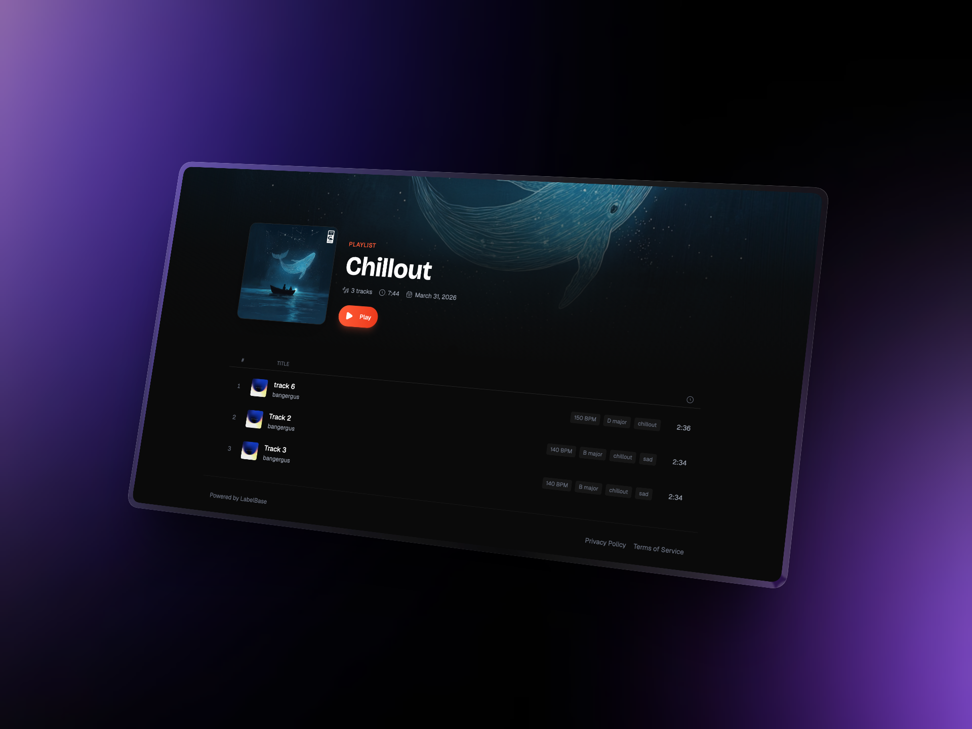 A shareable public playlist page to share your music with the industry
